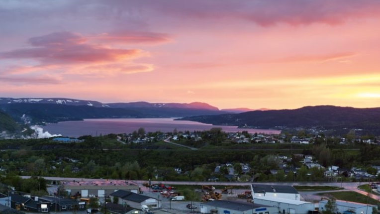 A town during a sunset