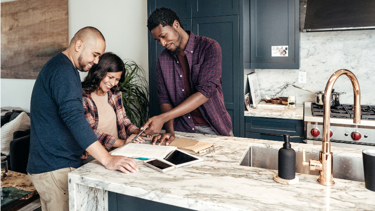 a group having a meeting