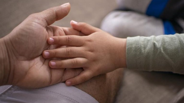 Adult and Child Touching Hands