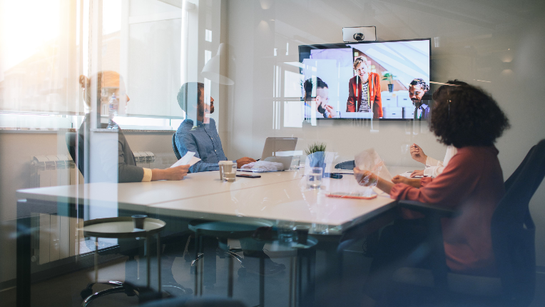 a team meeting happening over a video conference