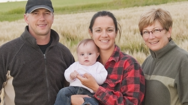 Family in a field