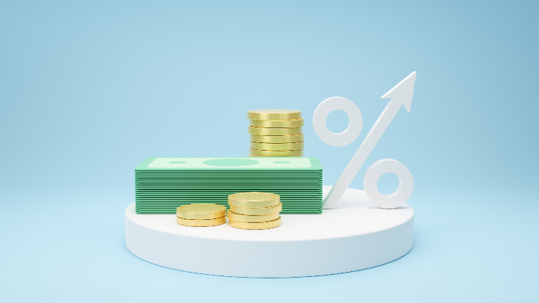 Money on a blue background.