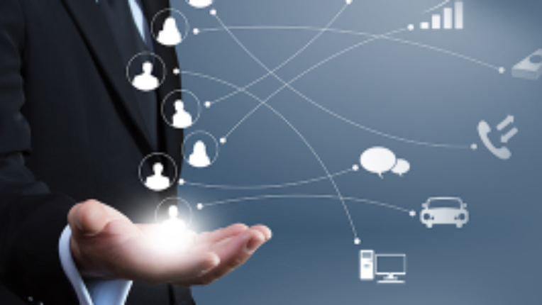 Clients networks appearing above a man hand