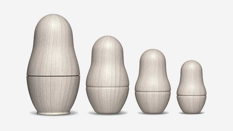 Set of four nesting dolls