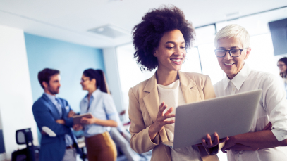 two women in an office