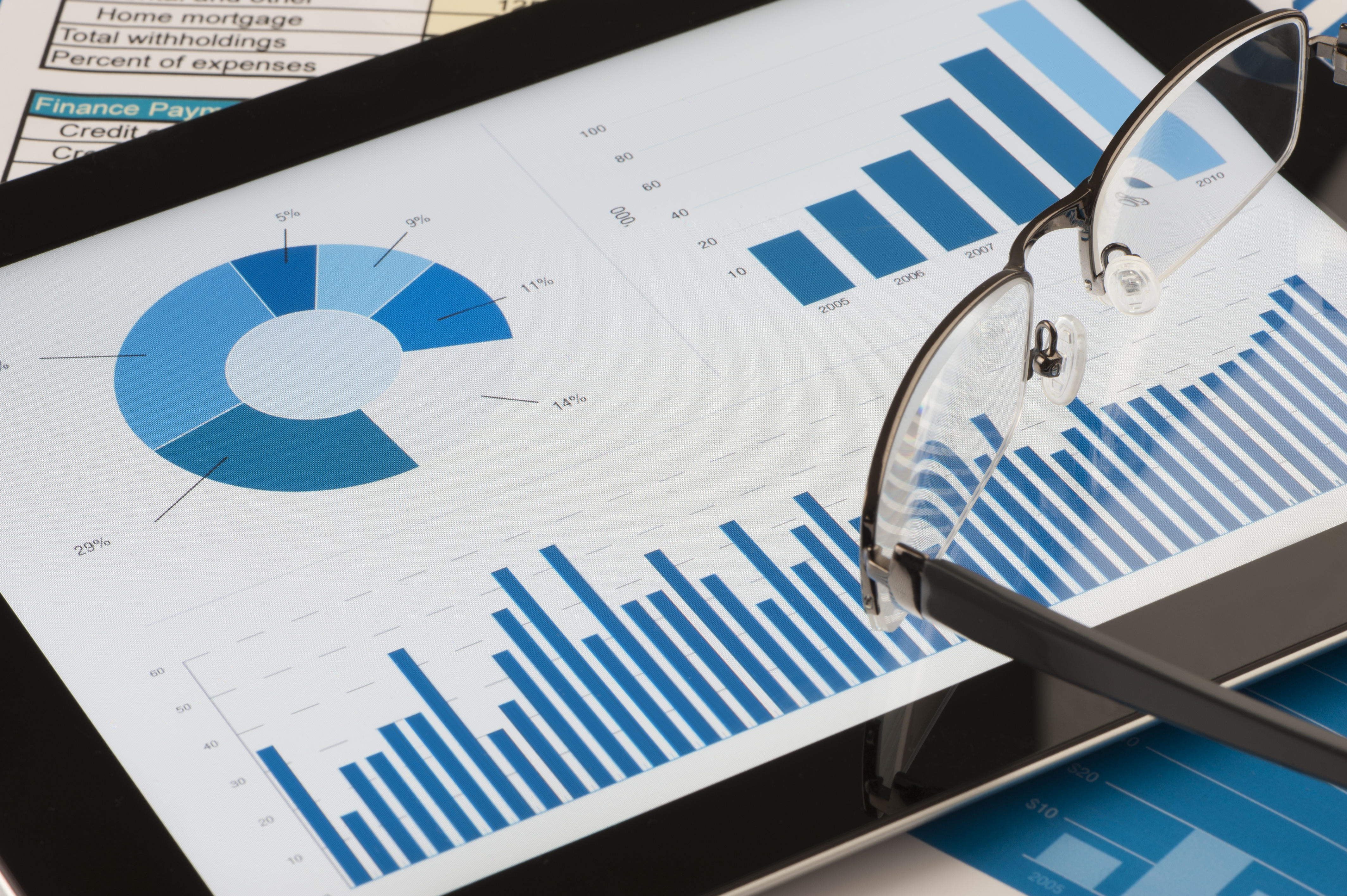 Tablet with charts on it