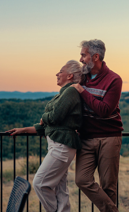 Older couple looking out into the distance