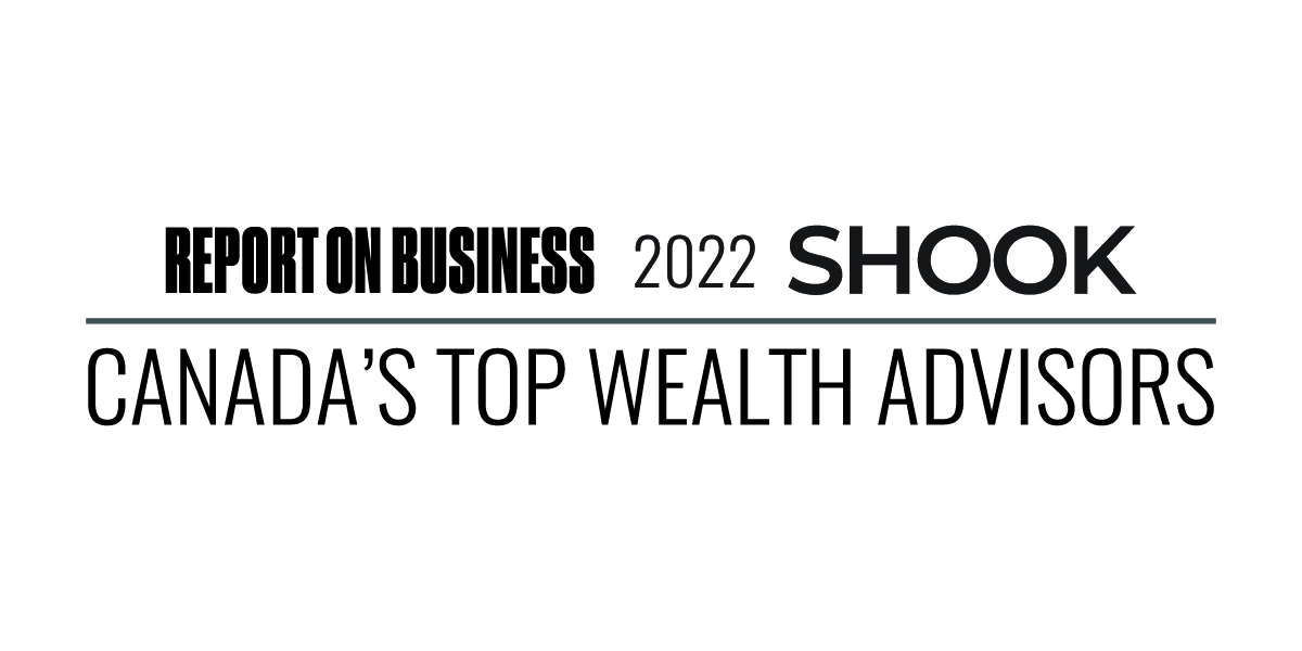 Logo for the 2022 Globe and Mail and SHOOK Research Canada's Top Wealth Advisor rankings.