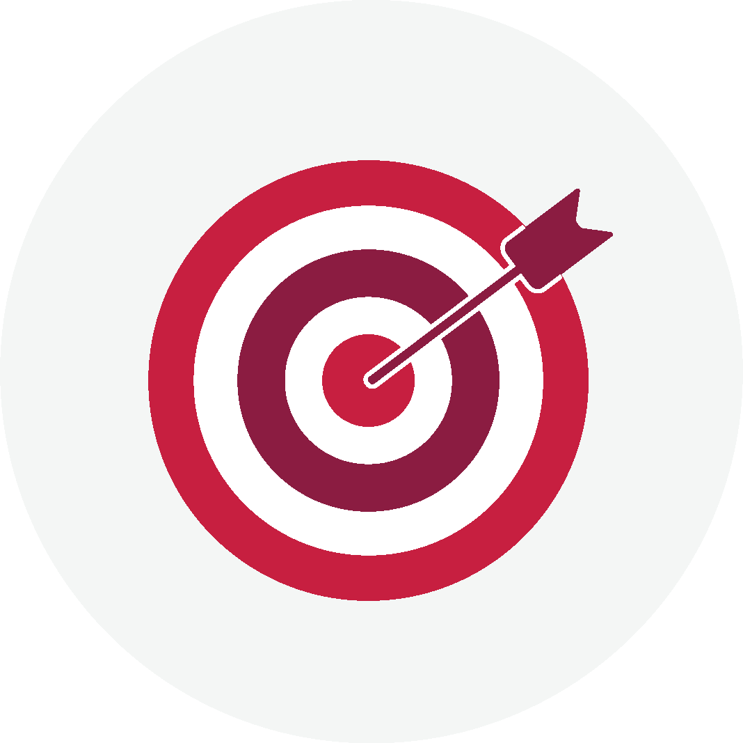 An icon showing an arrow hitting the center of a target.