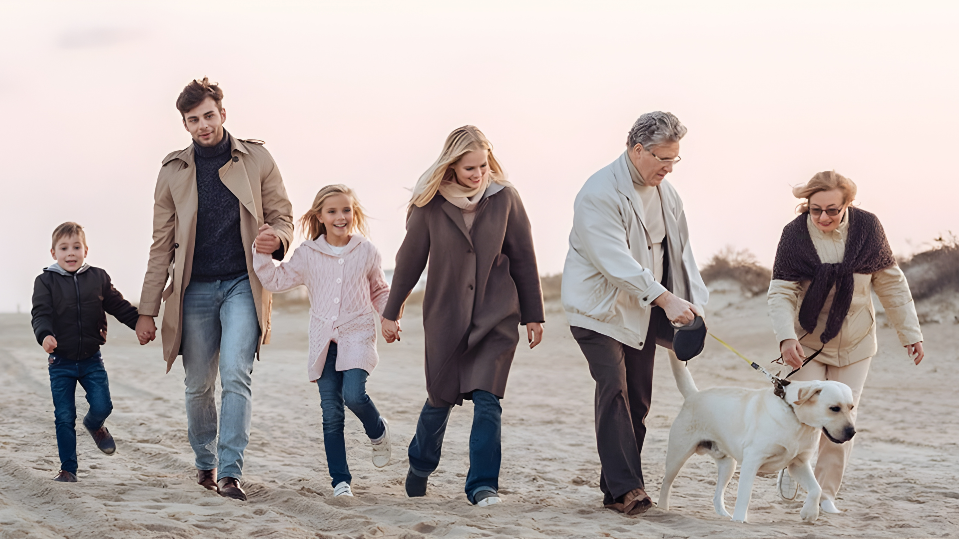 Family on beach